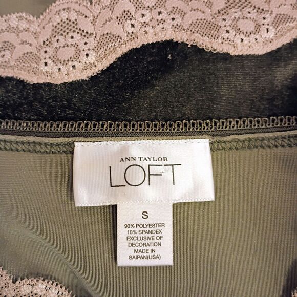 Y2K Dark Green Velvet Cami Tank Top Ivory Lace Trim Loft S Fairy Goth Grunge - Picture 4 of 4